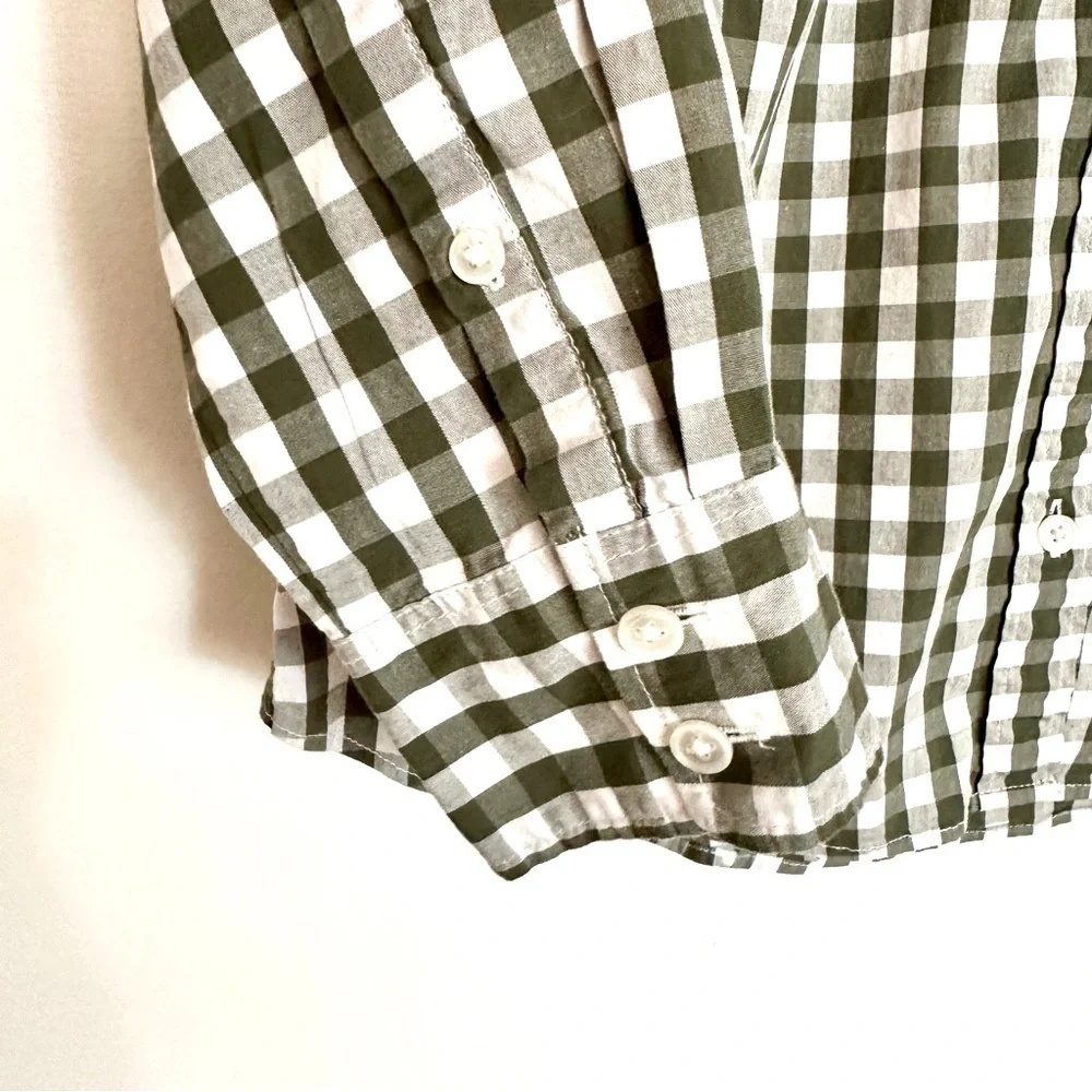 J. Crew Men’s Gingham Plaid Button Down Shirt Green White Size Small